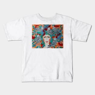 Birds Queen Watercolor Illustration Kids T-Shirt